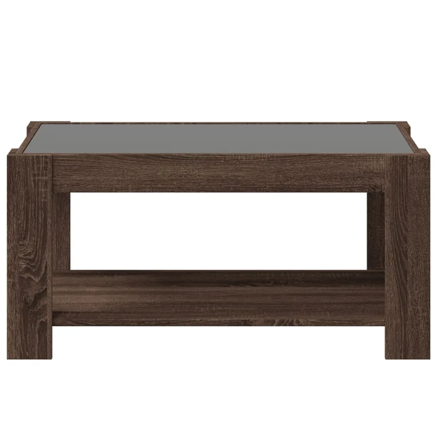 Table basse avec LED chêne marron 93x53x45 cm bois d'ingénierie - 6