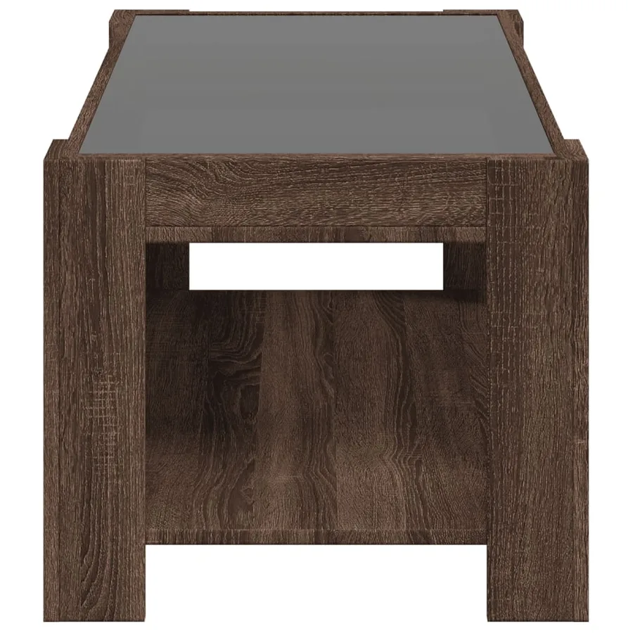 Table basse avec LED chêne marron 93x53x45 cm bois d'ingénierie - 7