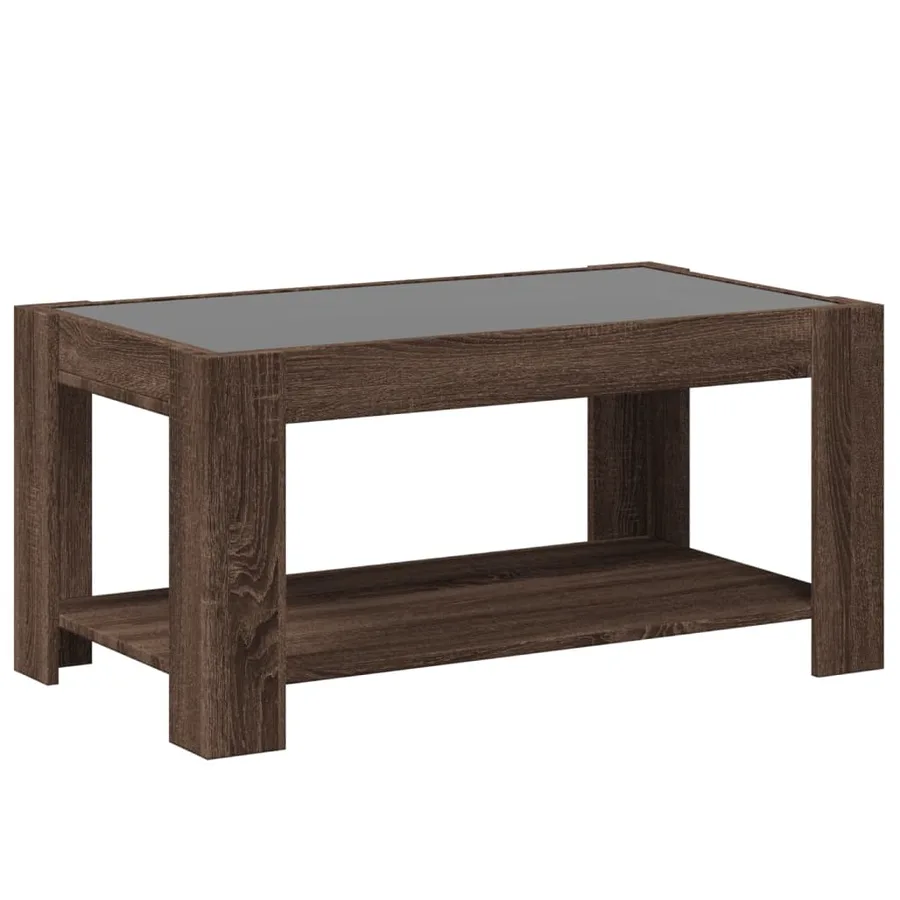 Table basse avec LED chêne marron 93x53x45 cm bois d'ingénierie - 8