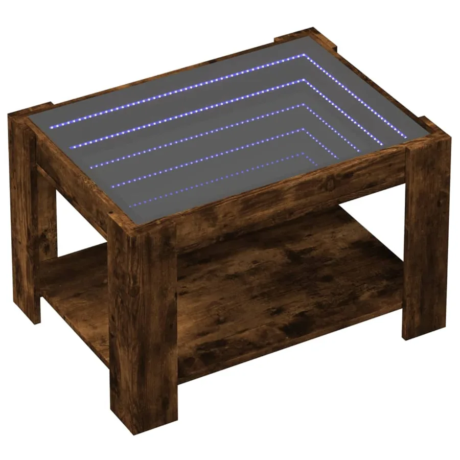 Table basse avec LED chêne fumé 73x53x45 cm bois d'ingénierie - 3