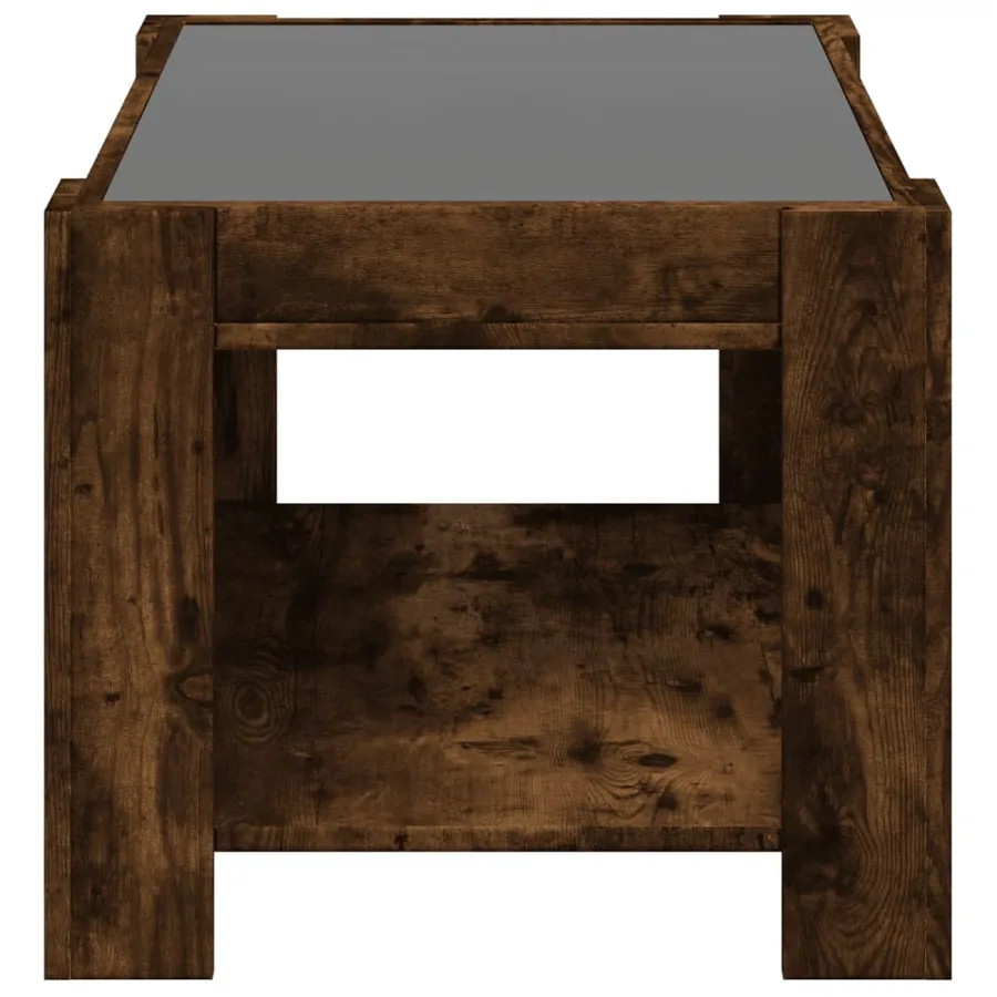 Table basse avec LED chêne fumé 73x53x45 cm bois d'ingénierie - 7