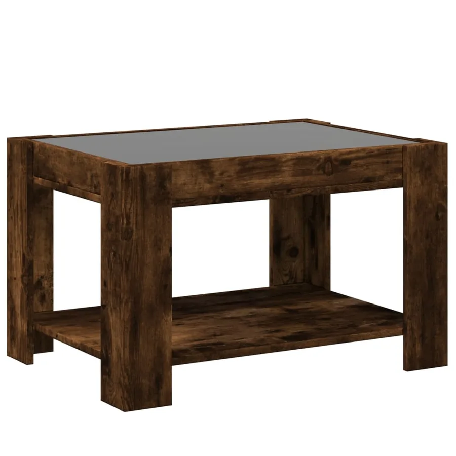 Table basse avec LED chêne fumé 73x53x45 cm bois d'ingénierie - 8