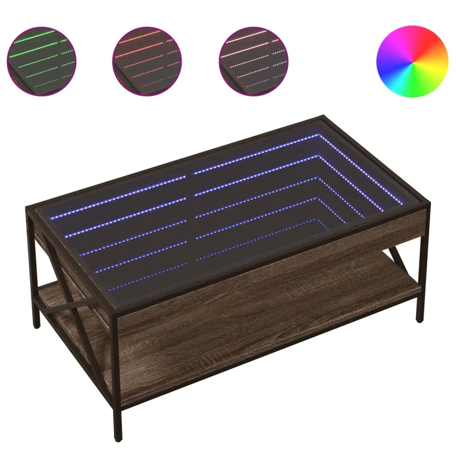 Table basse avec LED Infinity chêne marron 90x50x38 cm - 2