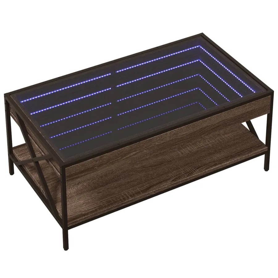 Table basse avec LED Infinity chêne marron 90x50x38 cm - 3
