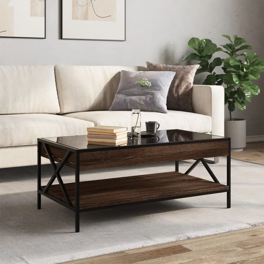 Table basse avec LED Infinity chêne marron 90x50x38 cm - 4