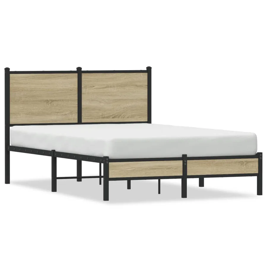 Cadre de lit en métal sans matelas chêne sonoma 120x200 cm - 2