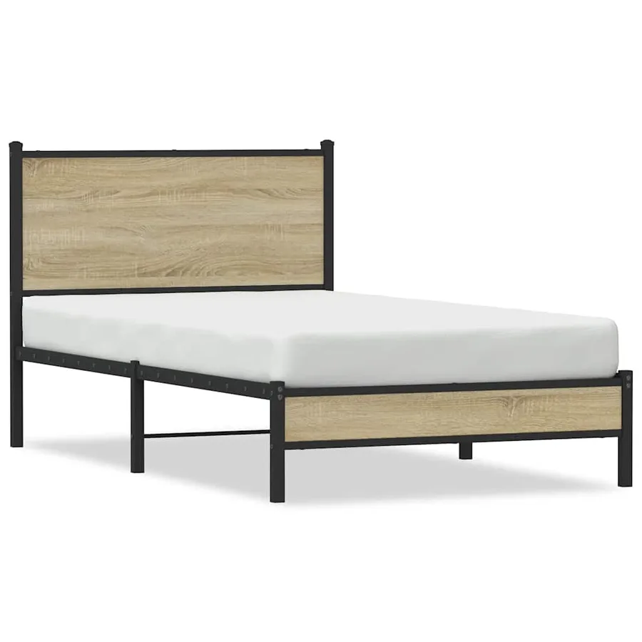 Cadre de lit en métal sans matelas chêne sonoma 107x203 cm - 2