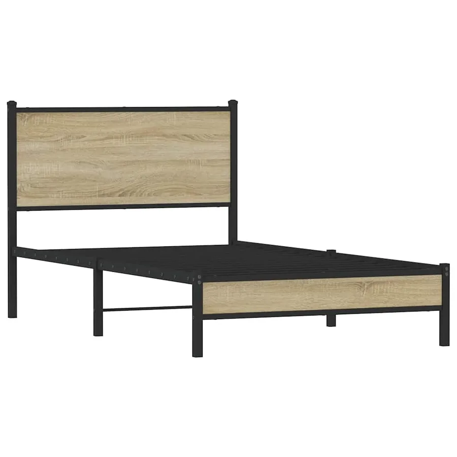 Cadre de lit en métal sans matelas chêne sonoma 107x203 cm - 3