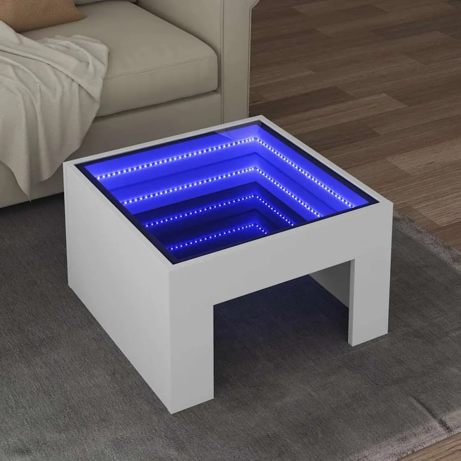 Table basse avec LED infini blanc 50x50x30 cm