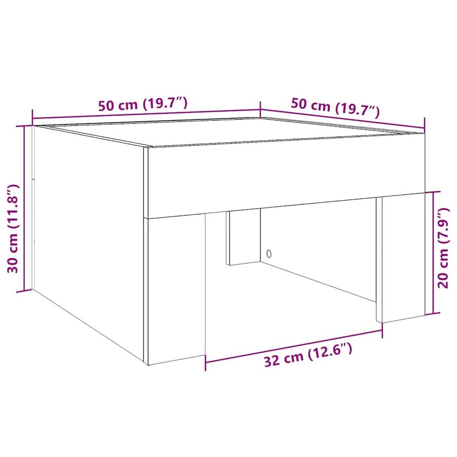 Table basse avec LED infini blanc 50x50x30 cm - 13