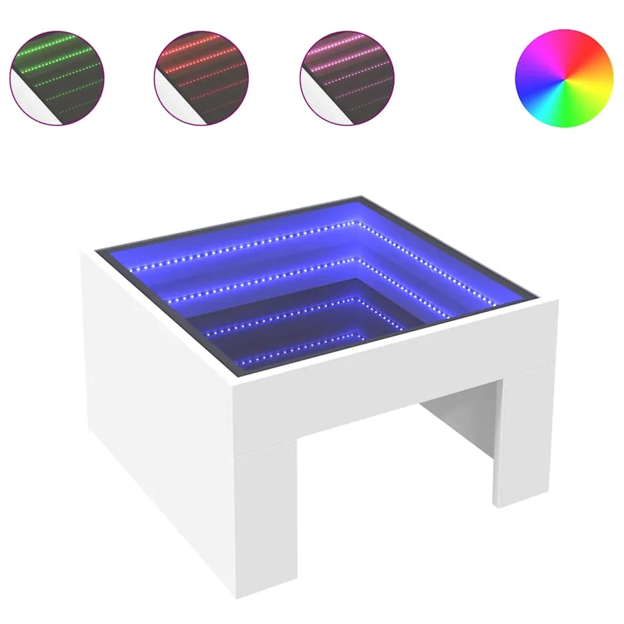 Table basse avec LED infini blanc 50x50x30 cm - 2