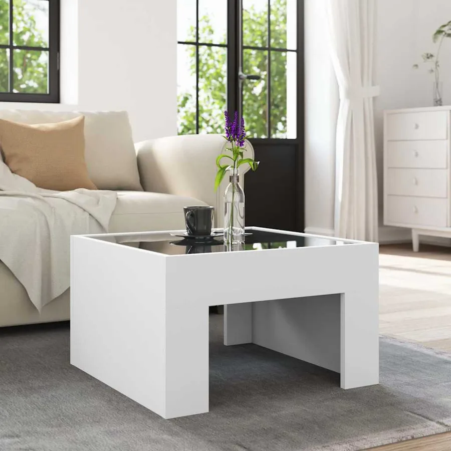 Table basse avec LED infini blanc 50x50x30 cm - 4