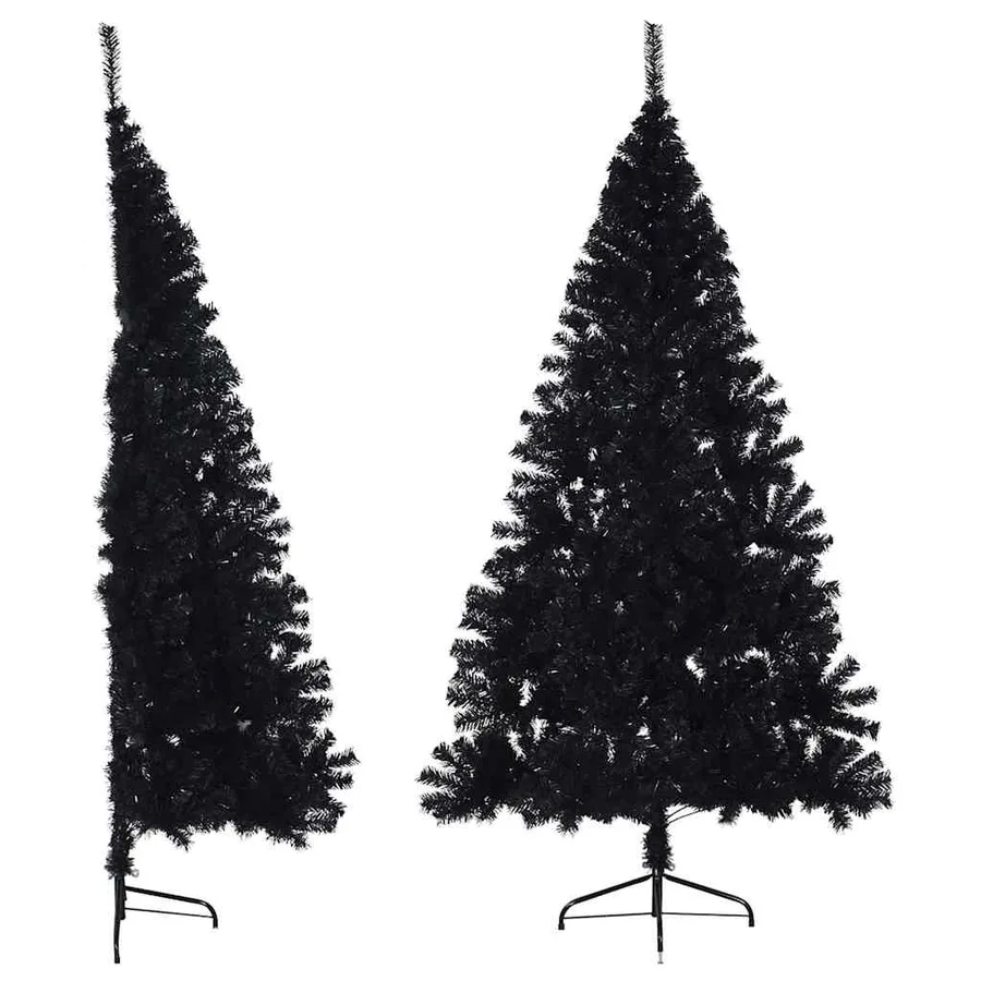 Demi sapin de Noël artificiel avec support Noir 180 cm PVC - 2
