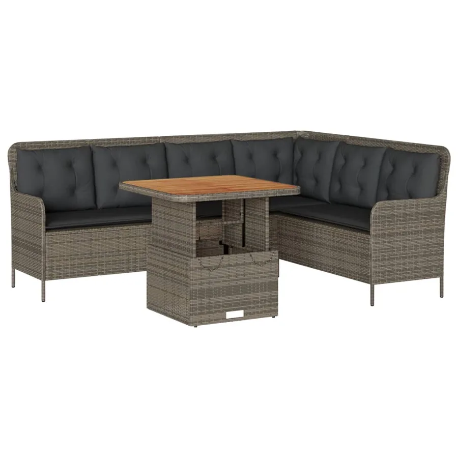 Salon de jardin 2 pcs avec coussins Gris Résine tressée - 2
