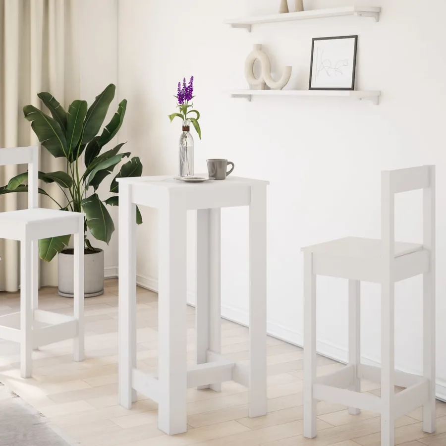 Table de bar blanc 51x50x103,5 cm bois d'ingénierie - 3