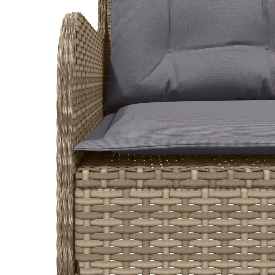 Canapé de jardin avec coussins forme de L beige résine tressée - 7