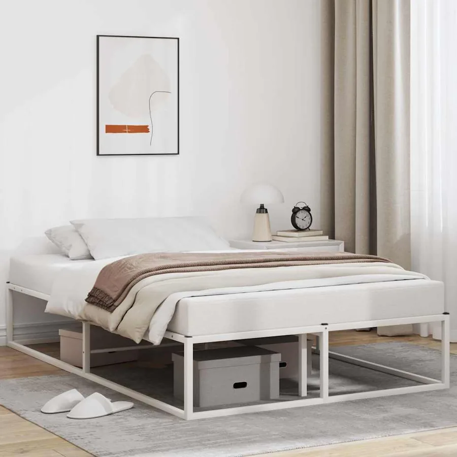 Cadre de lit sans matelas blanc 120x200 cm métal