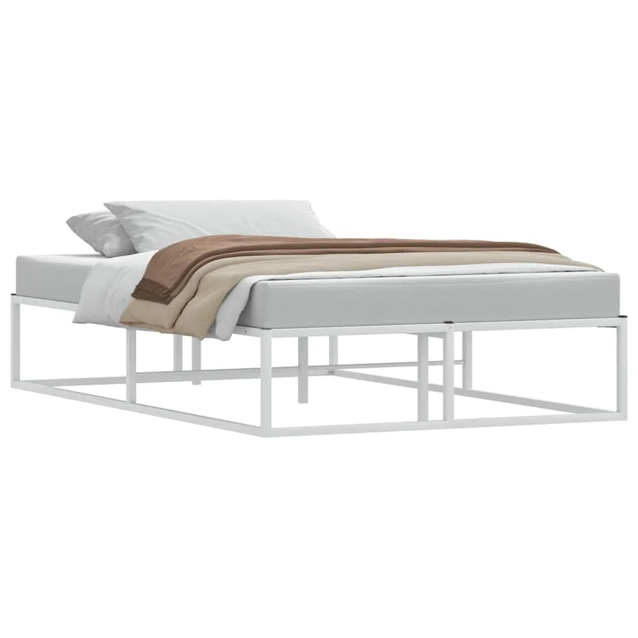 Cadre de lit sans matelas blanc 120x200 cm métal - 2