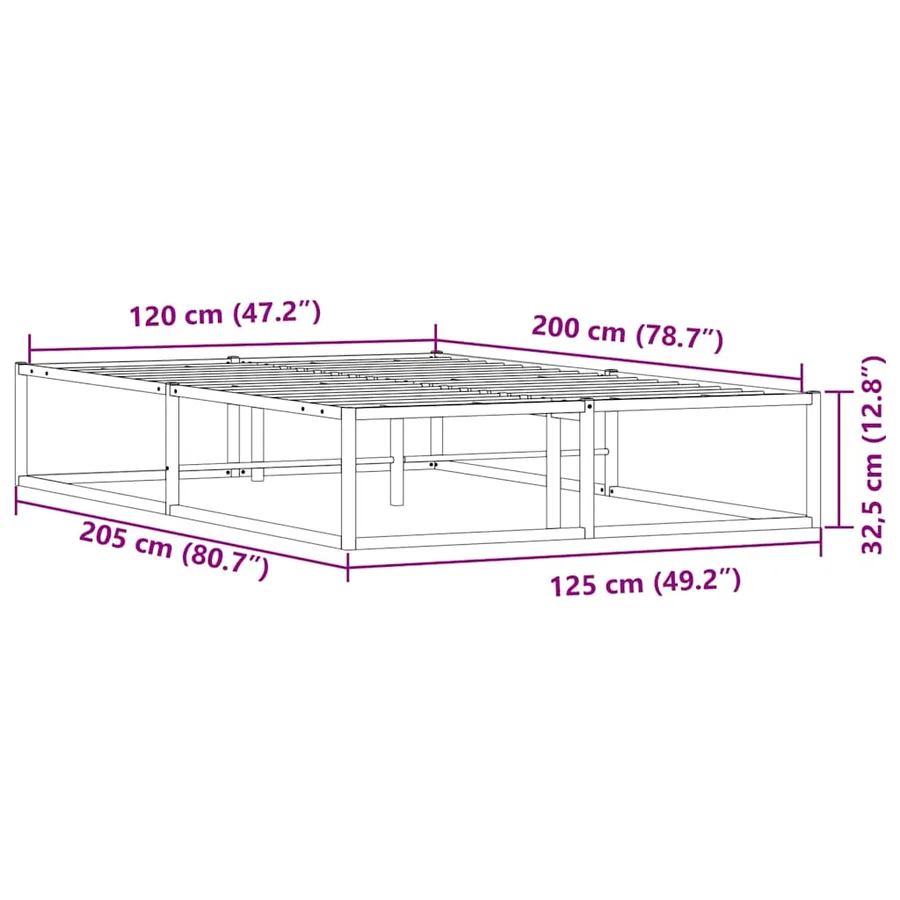 Cadre de lit sans matelas blanc 120x200 cm métal - 8