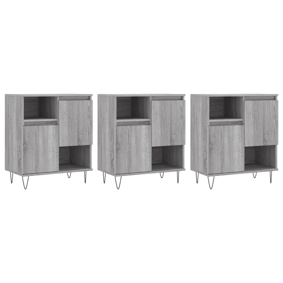 Buffets 3 pcs Sonoma gris Bois d'ingénierie - 2