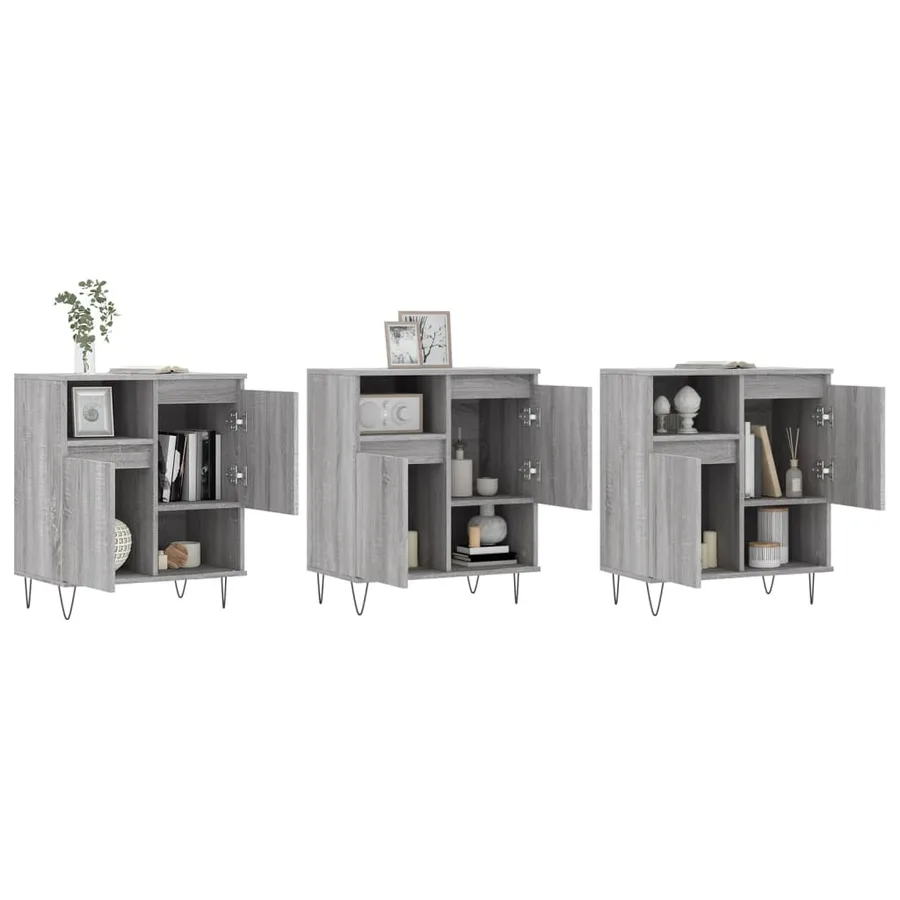 Buffets 3 pcs Sonoma gris Bois d'ingénierie - 3