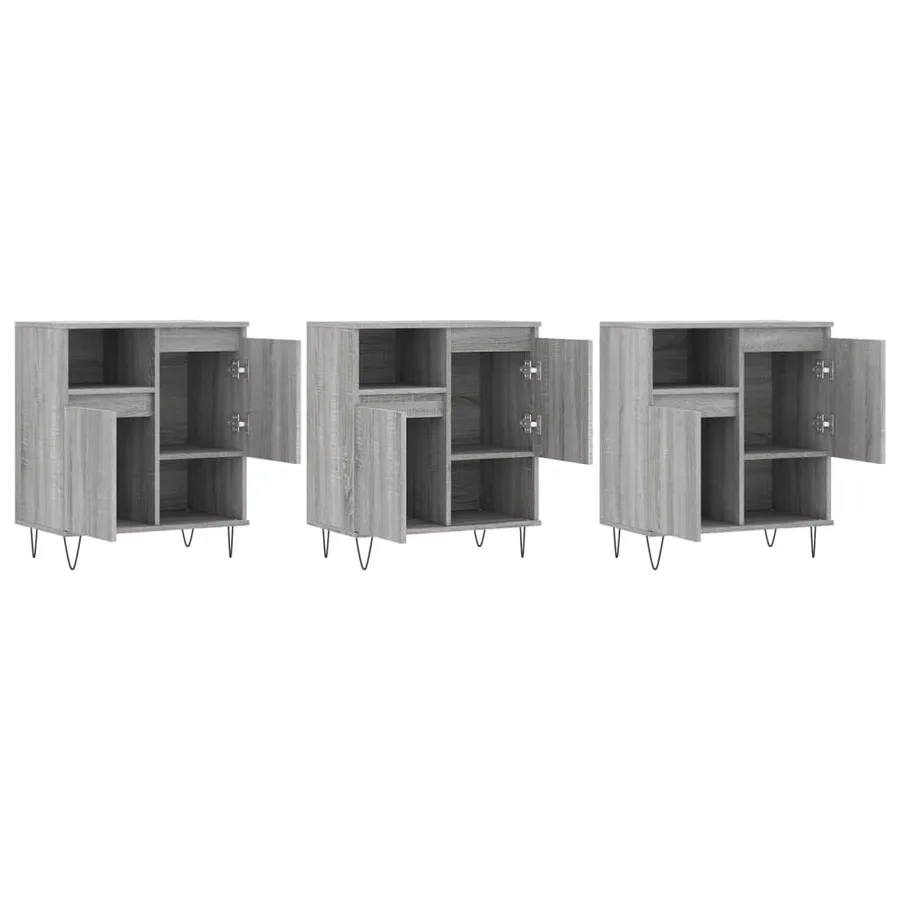 Buffets 3 pcs Sonoma gris Bois d'ingénierie - 4