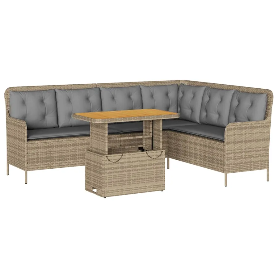 Salon de jardin avec coussins 2 pcs beige résine tressée - 2
