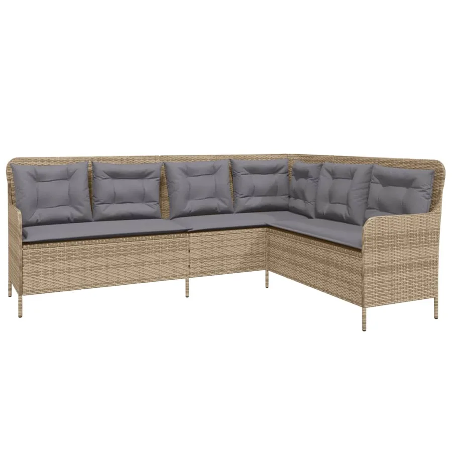 Salon de jardin avec coussins 2 pcs beige résine tressée - 3
