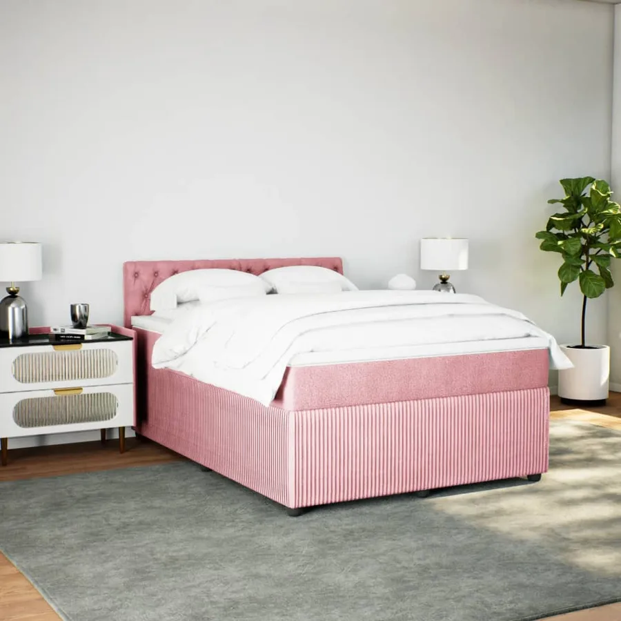 Sommier à lattes de lit avec matelas Rose 140x200 cm Velours - 3