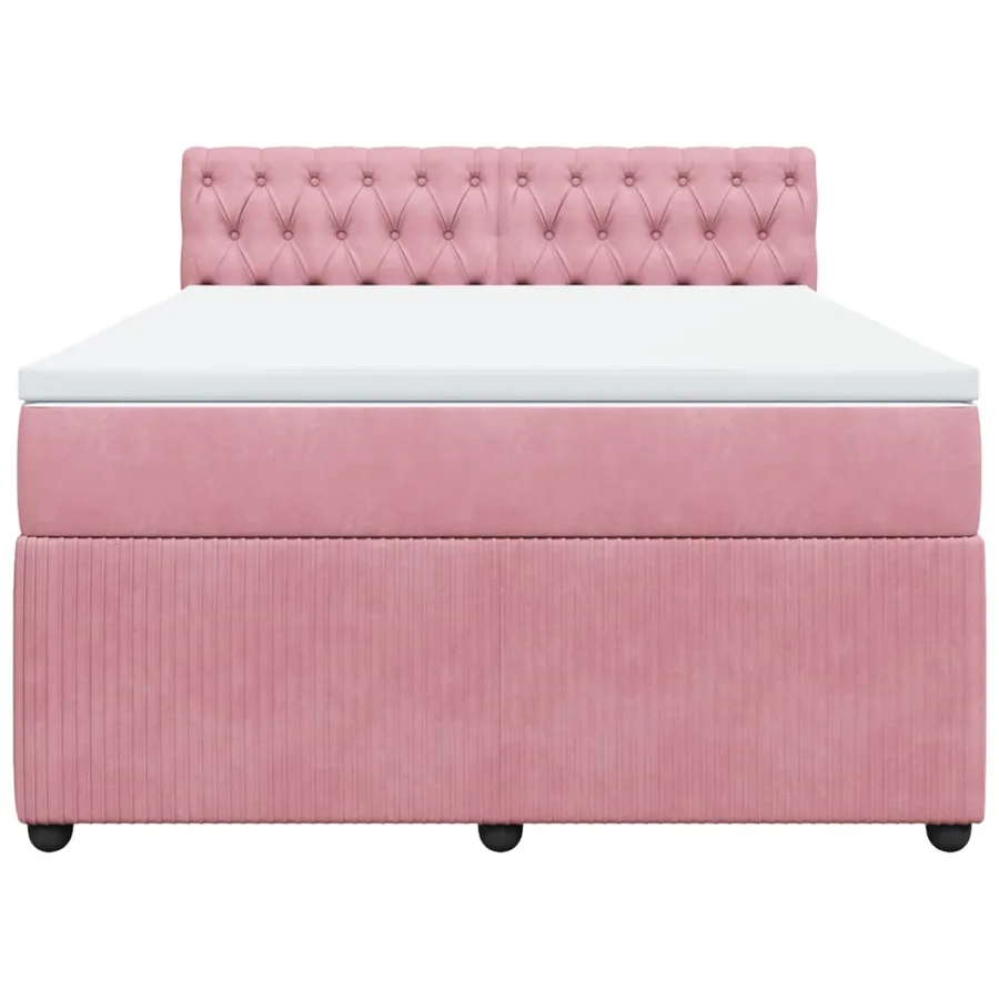 Sommier à lattes de lit avec matelas Rose 140x200 cm Velours - 4