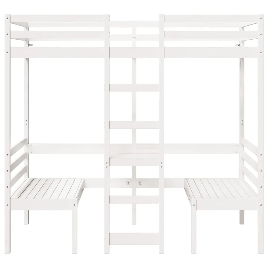 Lit mezzanine avec bureau et chaises blanc 90x190 cm pin massif - 5