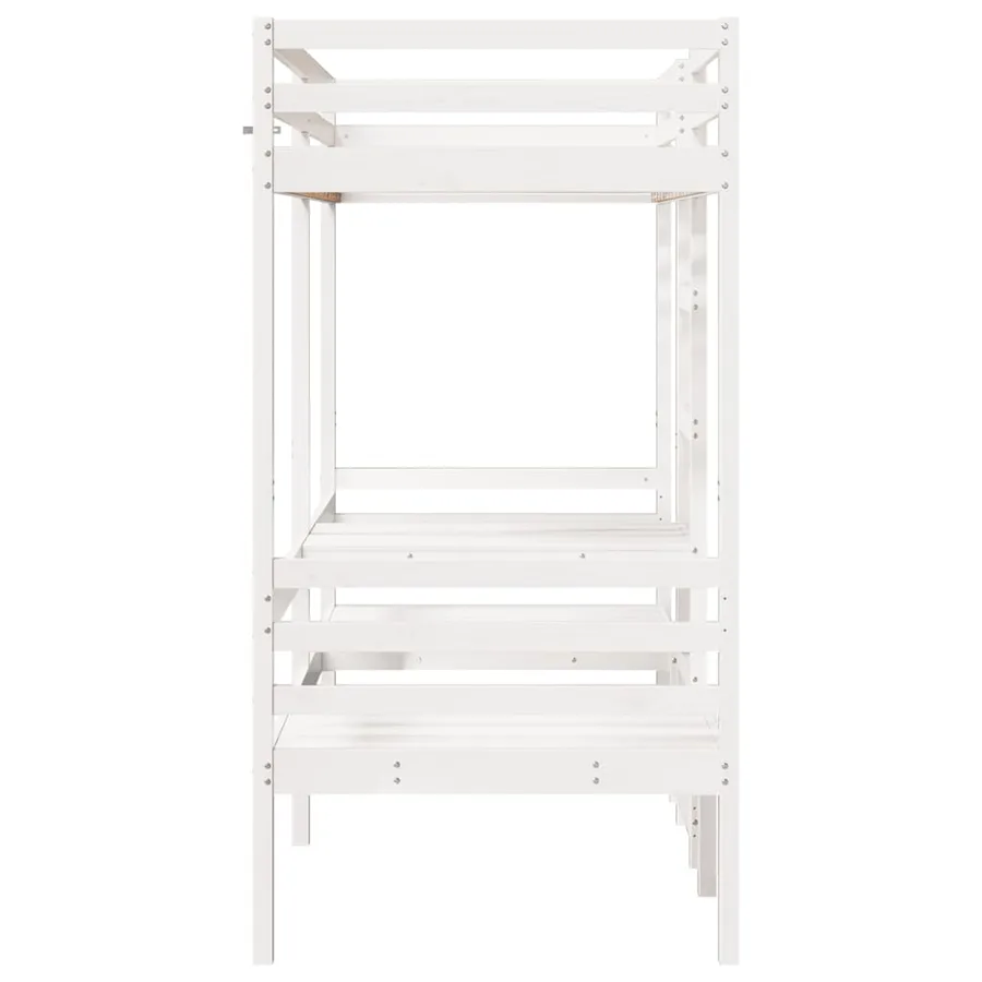 Lit mezzanine avec bureau et chaises blanc 90x190 cm pin massif - 6