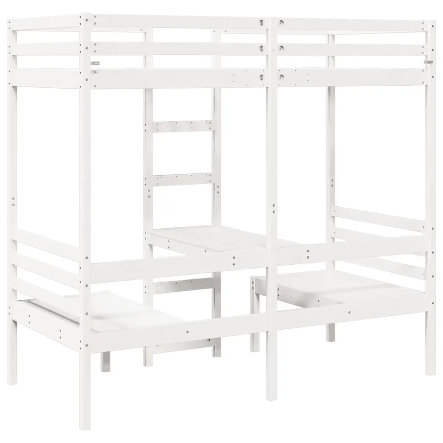 Lit mezzanine avec bureau et chaises blanc 90x190 cm pin massif - 7