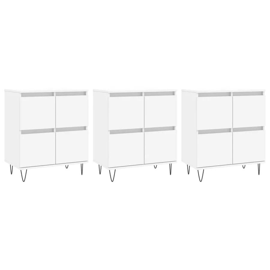 Buffets 3 pcs Blanc Bois d'ingénierie - 2