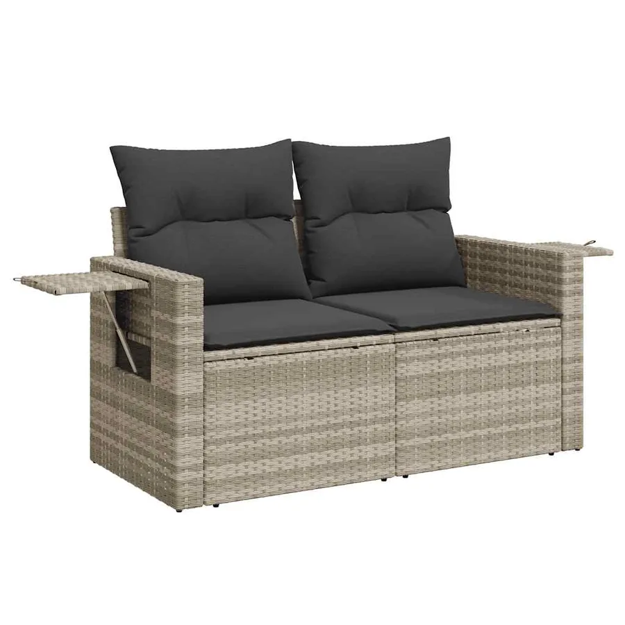 Salon de jardin avec coussins 10 pcs gris clair résine tressée - 6