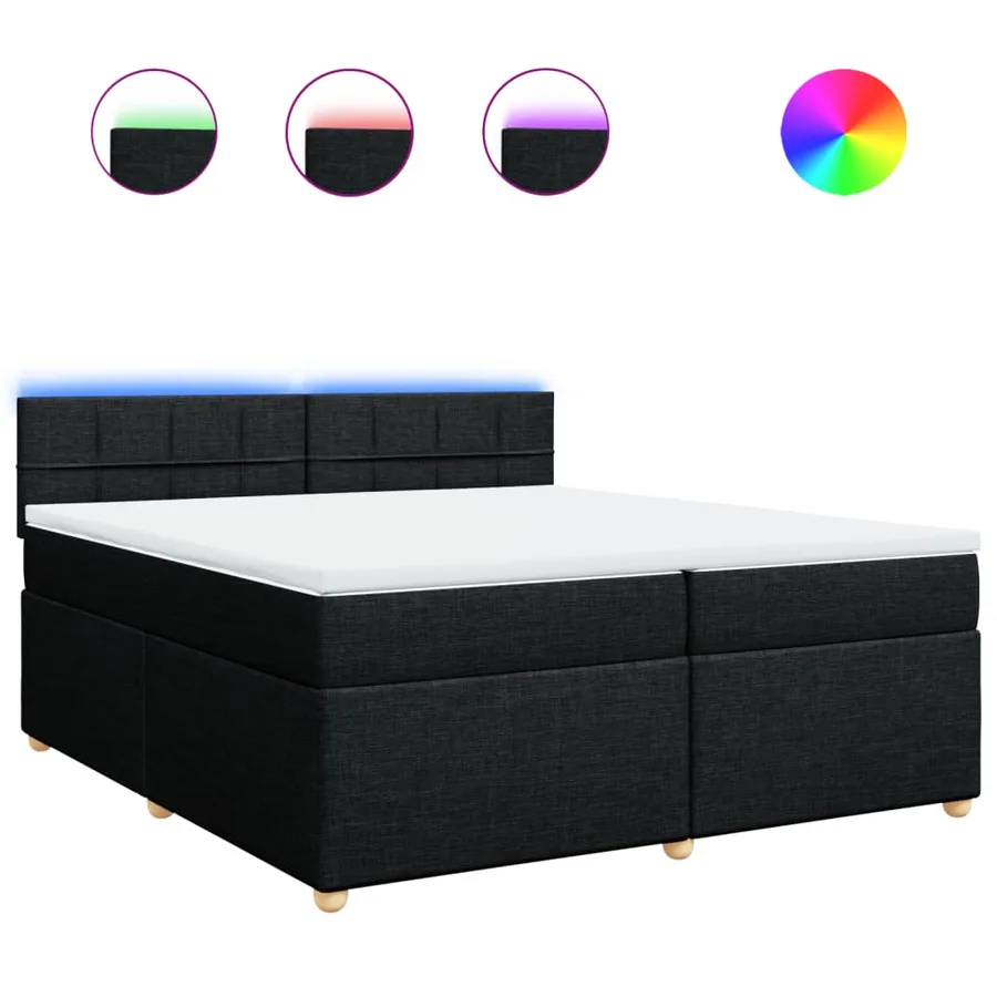 Sommier à lattes de lit avec matelas Noir 200x200 cm Tissu - 2