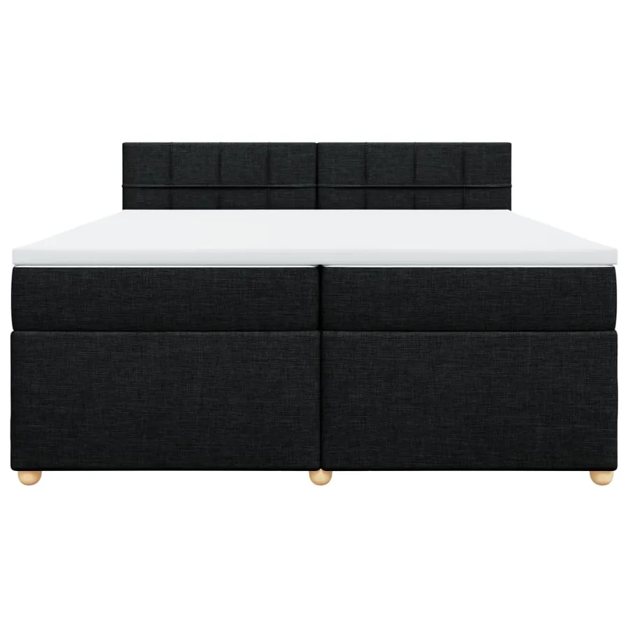 Sommier à lattes de lit avec matelas Noir 200x200 cm Tissu - 6