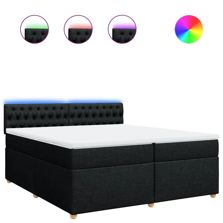 Sommier à lattes de lit avec matelas Noir 200x200 cm Tissu - 2