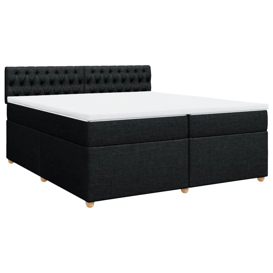Sommier à lattes de lit avec matelas Noir 200x200 cm Tissu - 3
