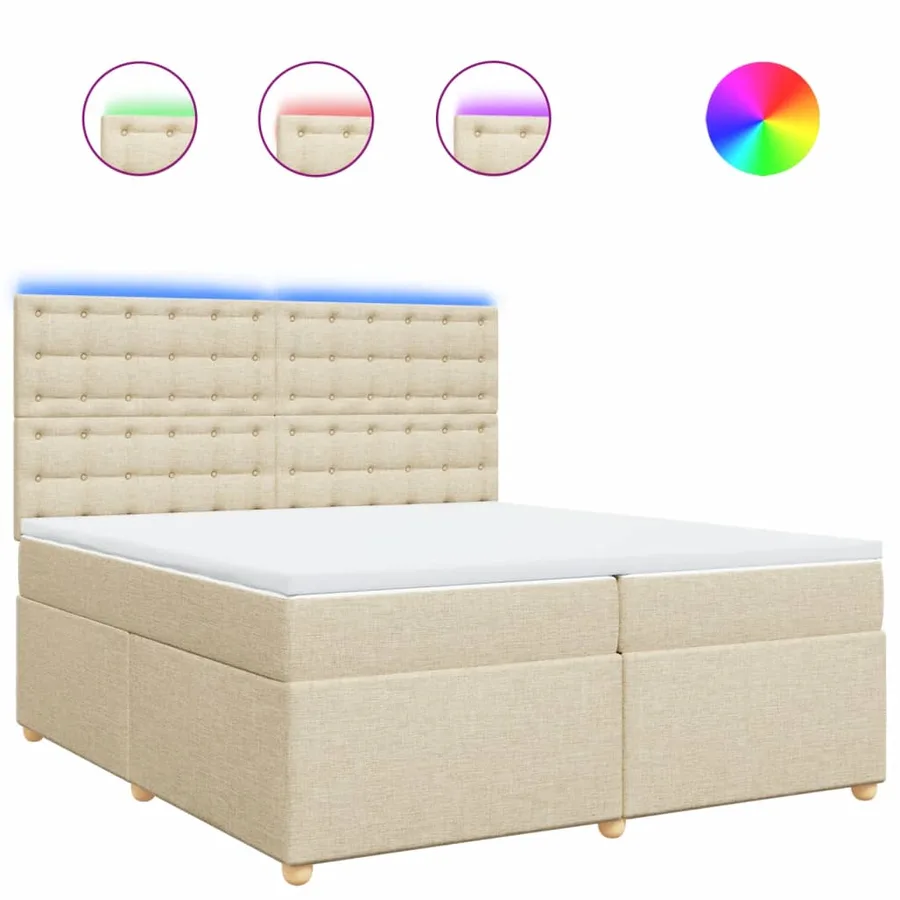Sommier à lattes de lit avec matelas Crème 200x200 cm Tissu - 2