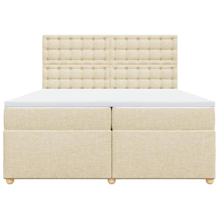 Sommier à lattes de lit avec matelas Crème 200x200 cm Tissu - 6