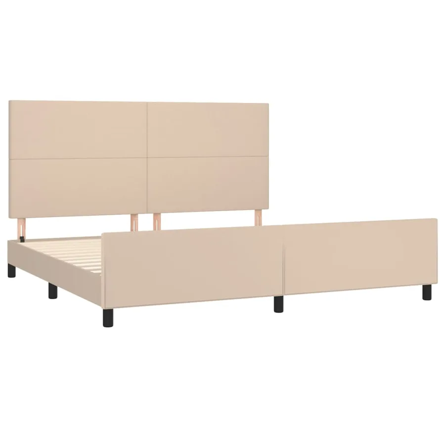 Cadre de lit sans matelas cappuccino 200x200 cm similicuir - 4
