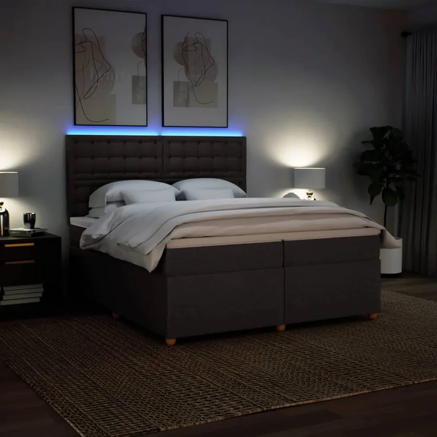 Sommier à lattes de lit avec matelas Marron foncé 200x200 cm - 5