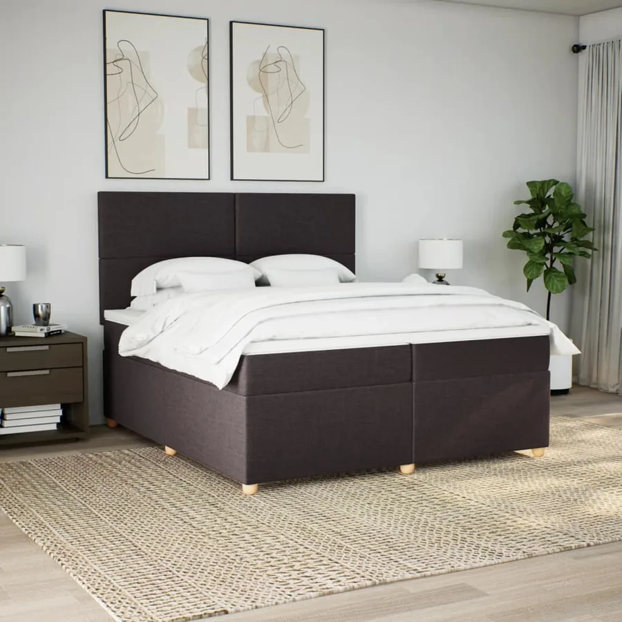 Sommier à lattes de lit avec matelas Marron foncé 200x200 cm - 4