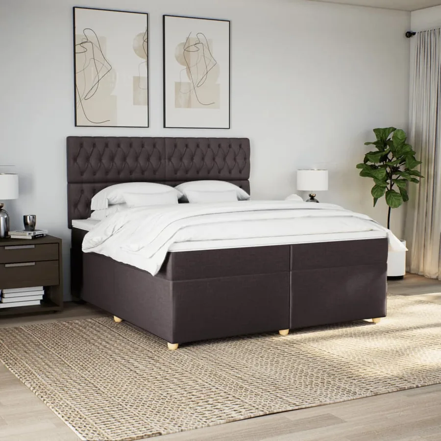 Sommier à lattes de lit avec matelas Marron foncé 200x200 cm - 4