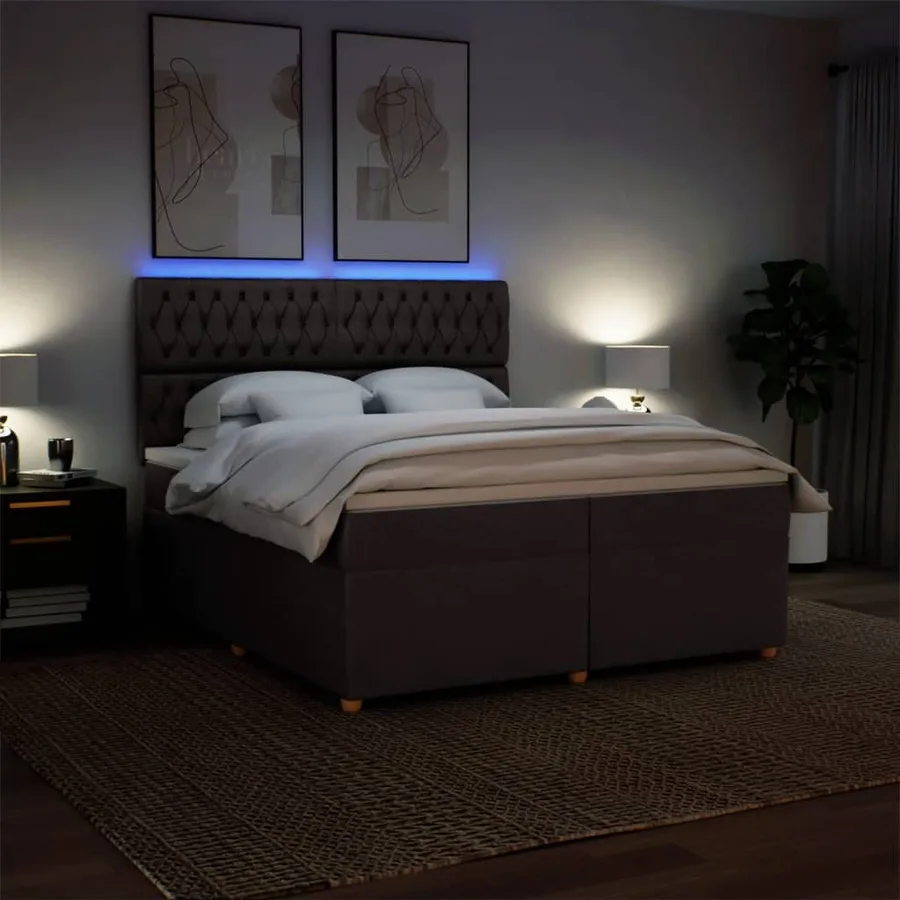 Sommier à lattes de lit avec matelas Marron foncé 200x200 cm - 5