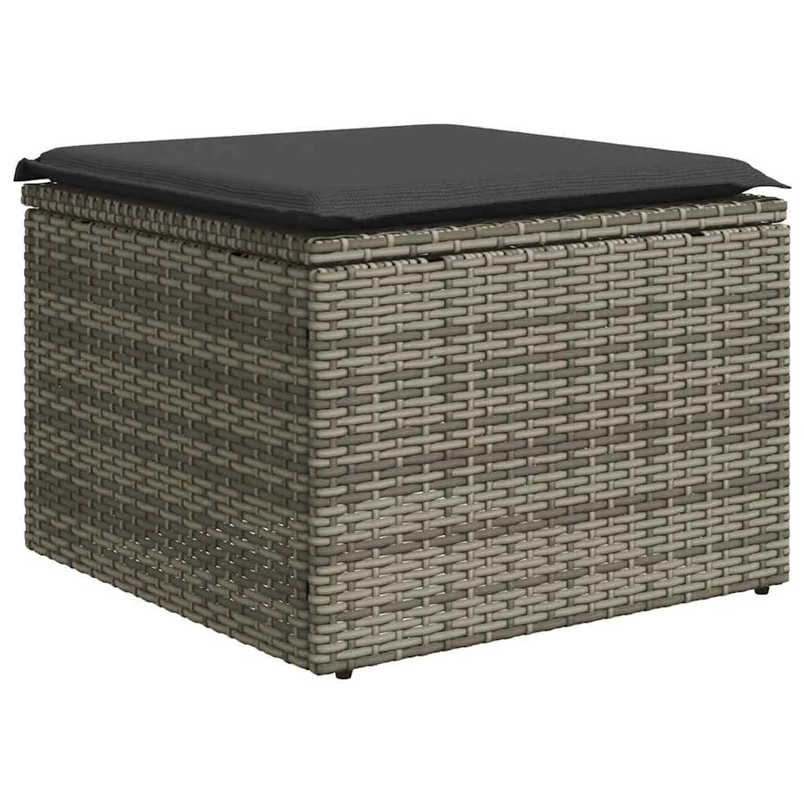Salon de jardin 8 pcs avec coussins gris clair résine tressée - 7