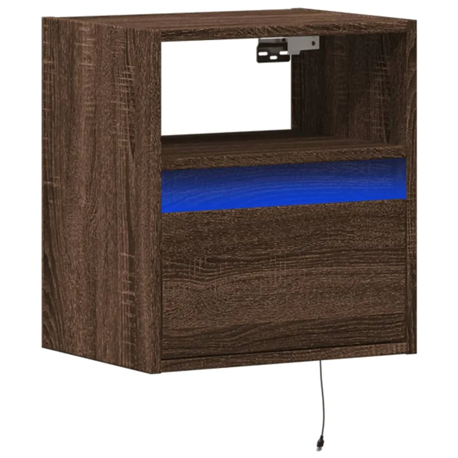 Meuble TV mural avec lumières LED chêne marron 41x31x45 cm - 3