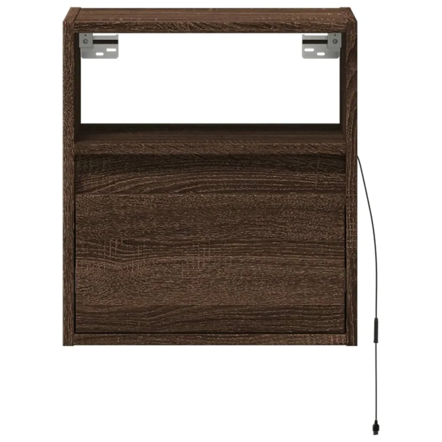 Meuble TV mural avec lumières LED chêne marron 41x31x45 cm - 6