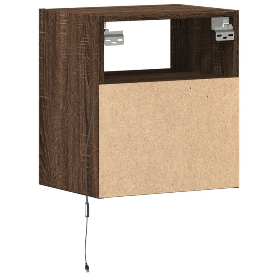 Meuble TV mural avec lumières LED chêne marron 41x31x45 cm - 8